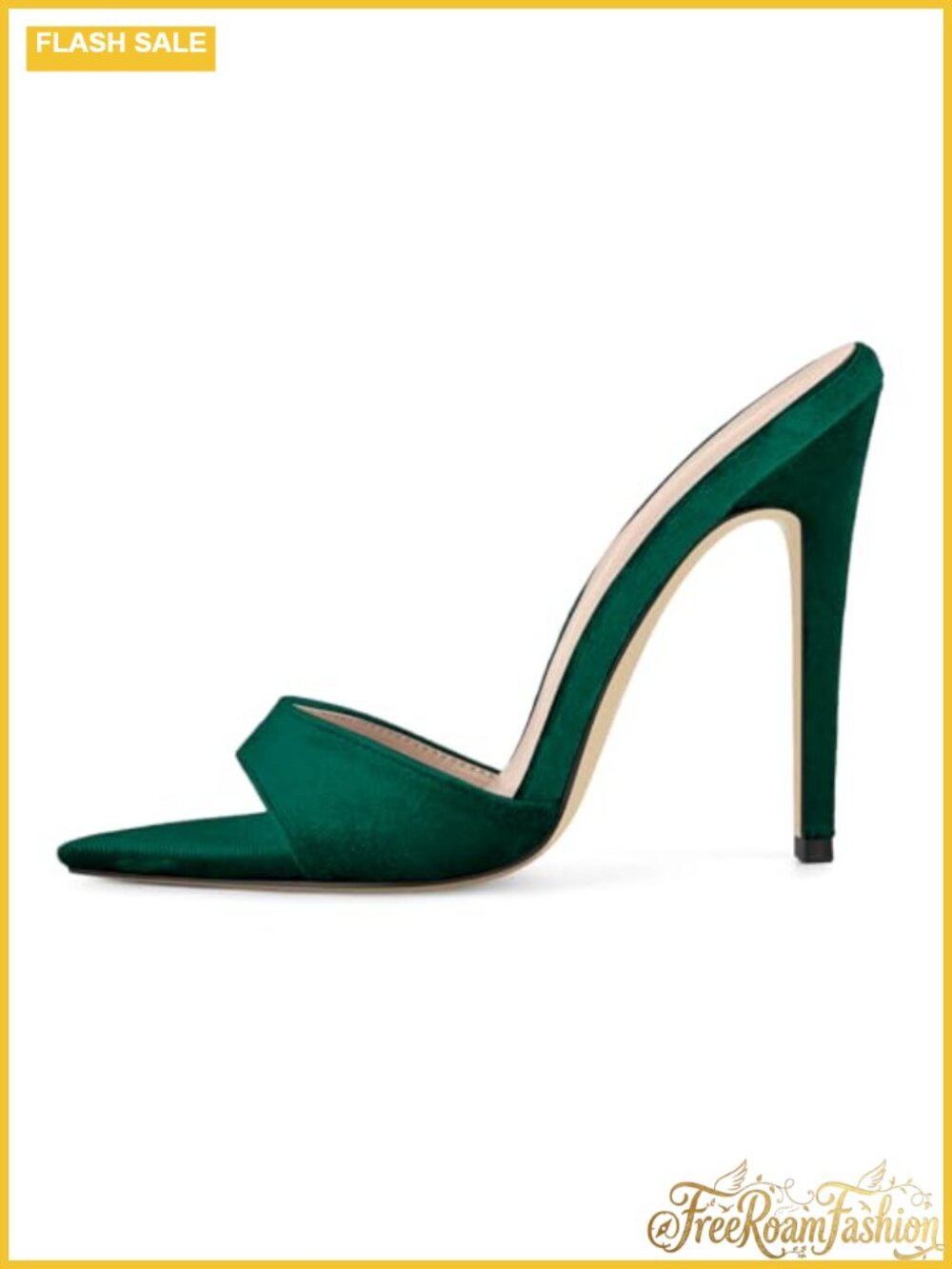 Faux Leather Stiletto Heeled Slide Sandals Pointed Toe Mules